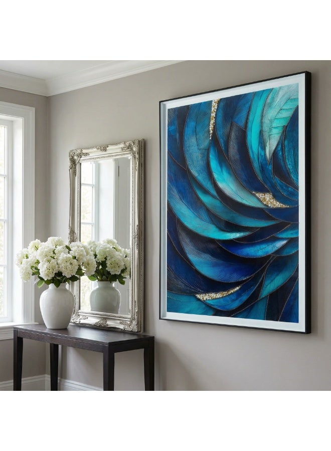 60x80cm Diamond Chain Abstract Art Wall Hanging – Blue Wave Texture Modern Luxury Decor for Living Room & Bedroom - Image 3